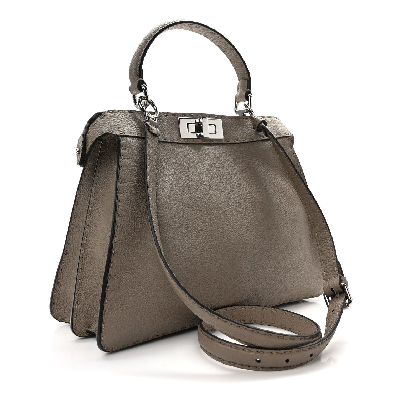 Fendi Cuoio Romano Selleria Chamois Medium Peekaboo I SEE U Satchel Corda Camelia Cipria 3 of 10