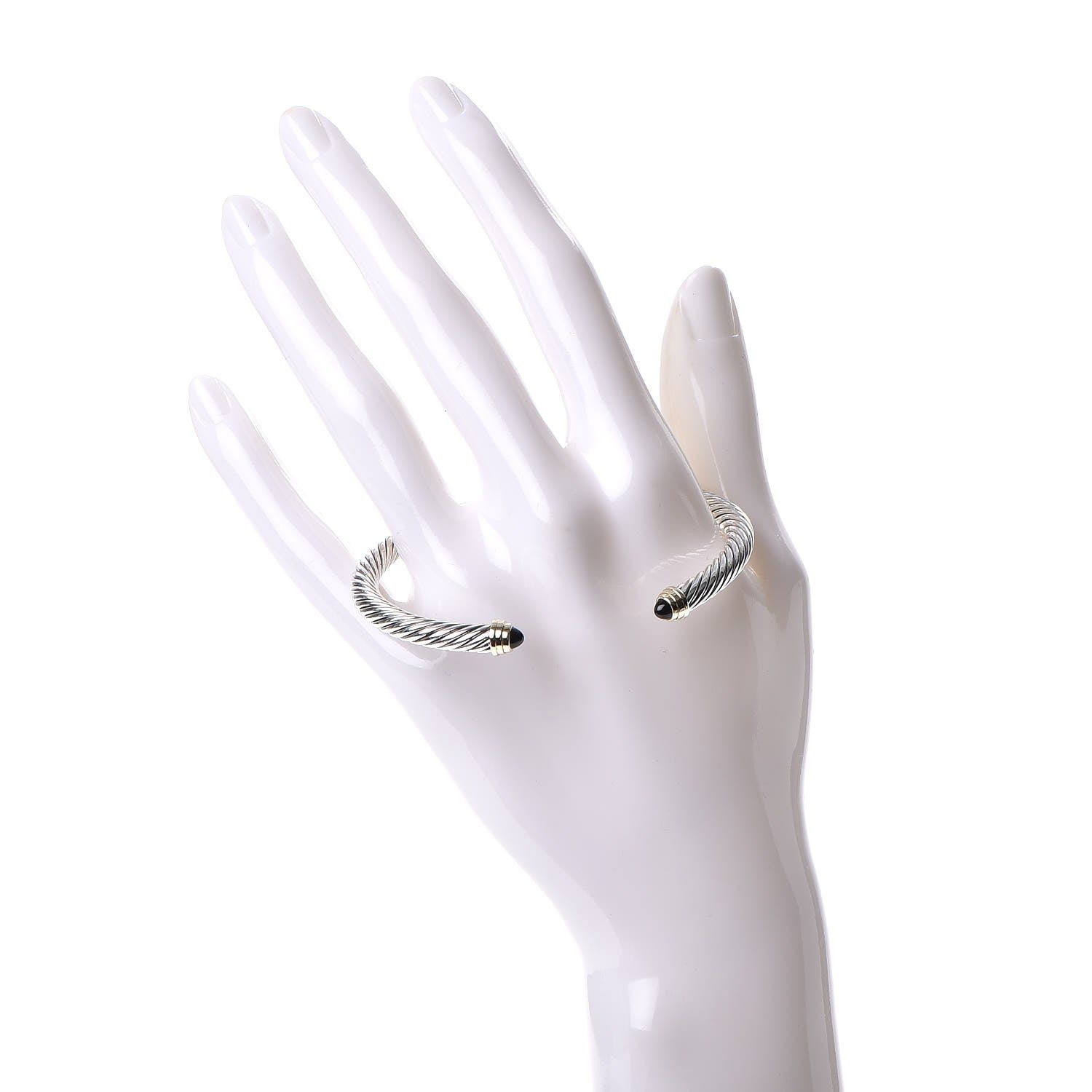 David Yurman Sterling Silver 14K Yellow Gold Black Onyx 5mm Cable Classics Petite Color Bracelet 2 of 4