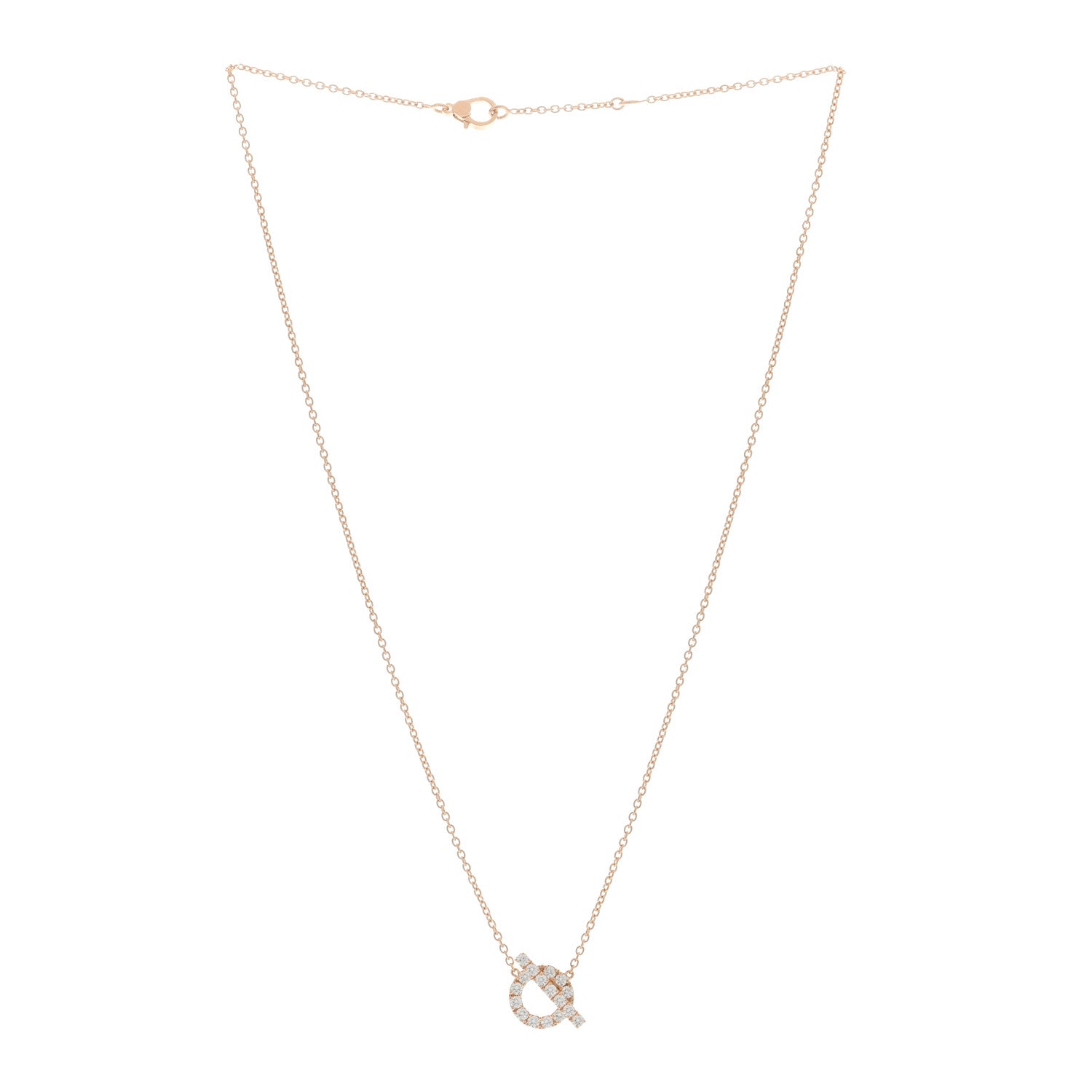Hermes 18K Rose Gold Diamond Finesse Pendant Necklace 2 of 4