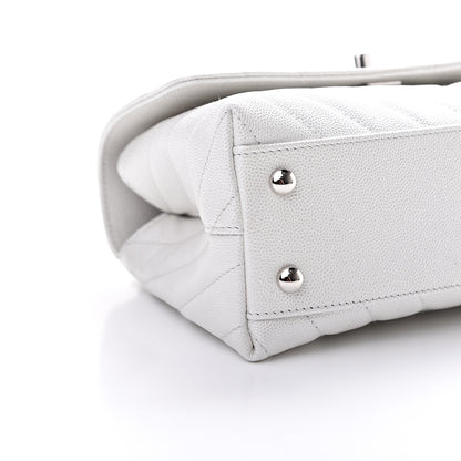 Chanel Iridescent Caviar Chevron Quilted Mini Coco Handle Flap White 8 of 10