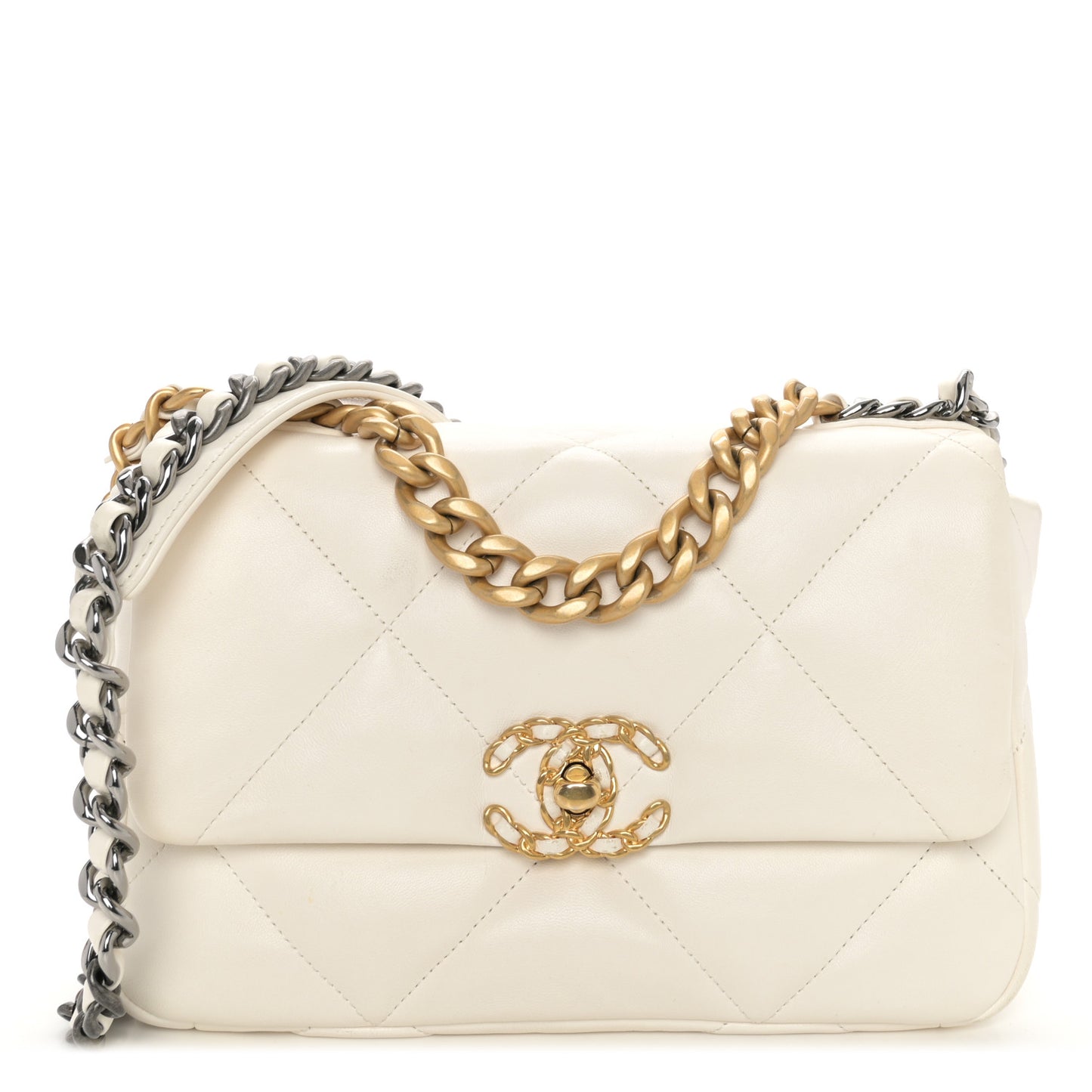Lambskin Quilted Medium Chanel 19 Flap White