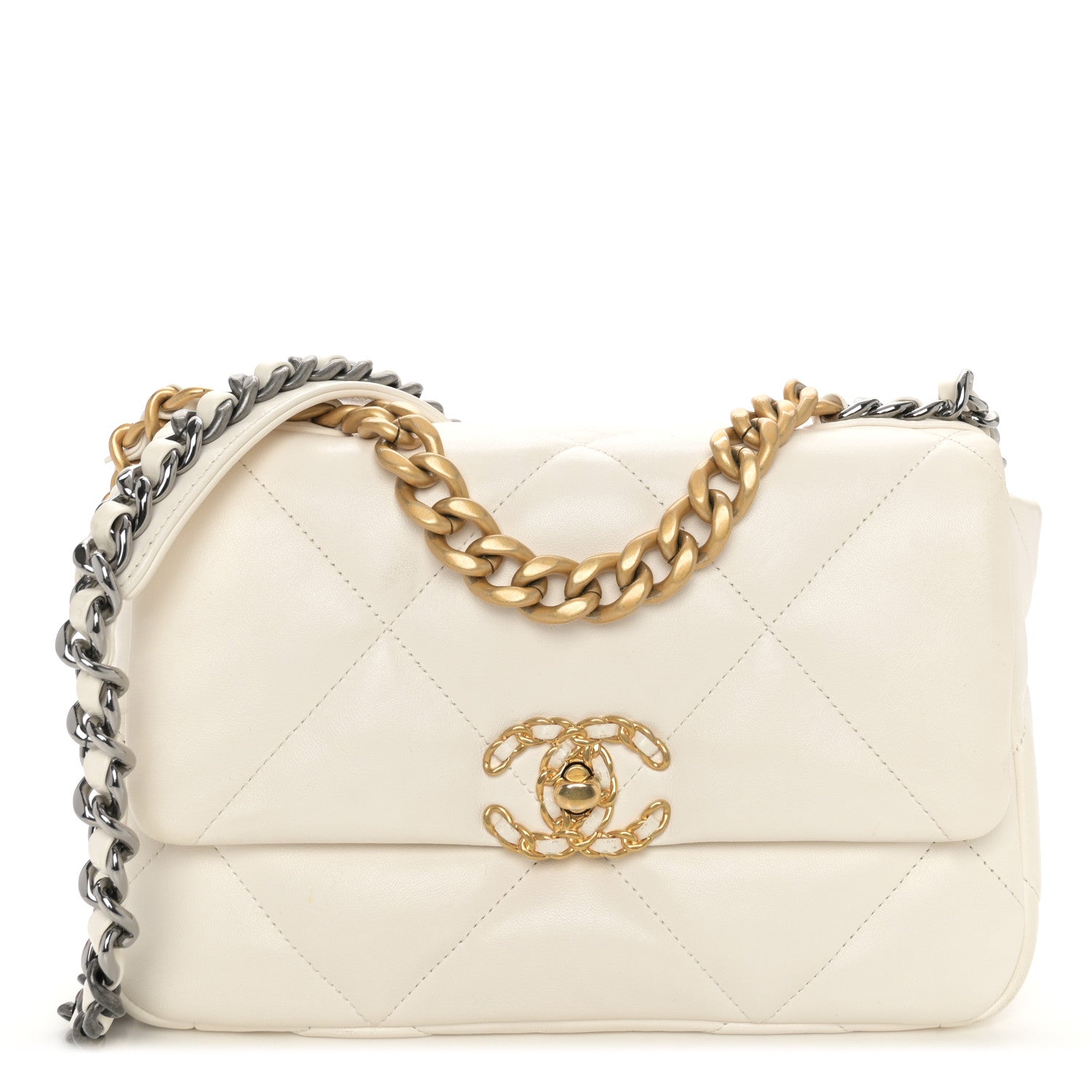 Chanel Lambskin Quilted Medium Chanel 19 Flap White 1 of 12