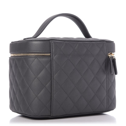 Chanel Lambskin Quilted Large Vanity Pouch Grey 2 of 10
