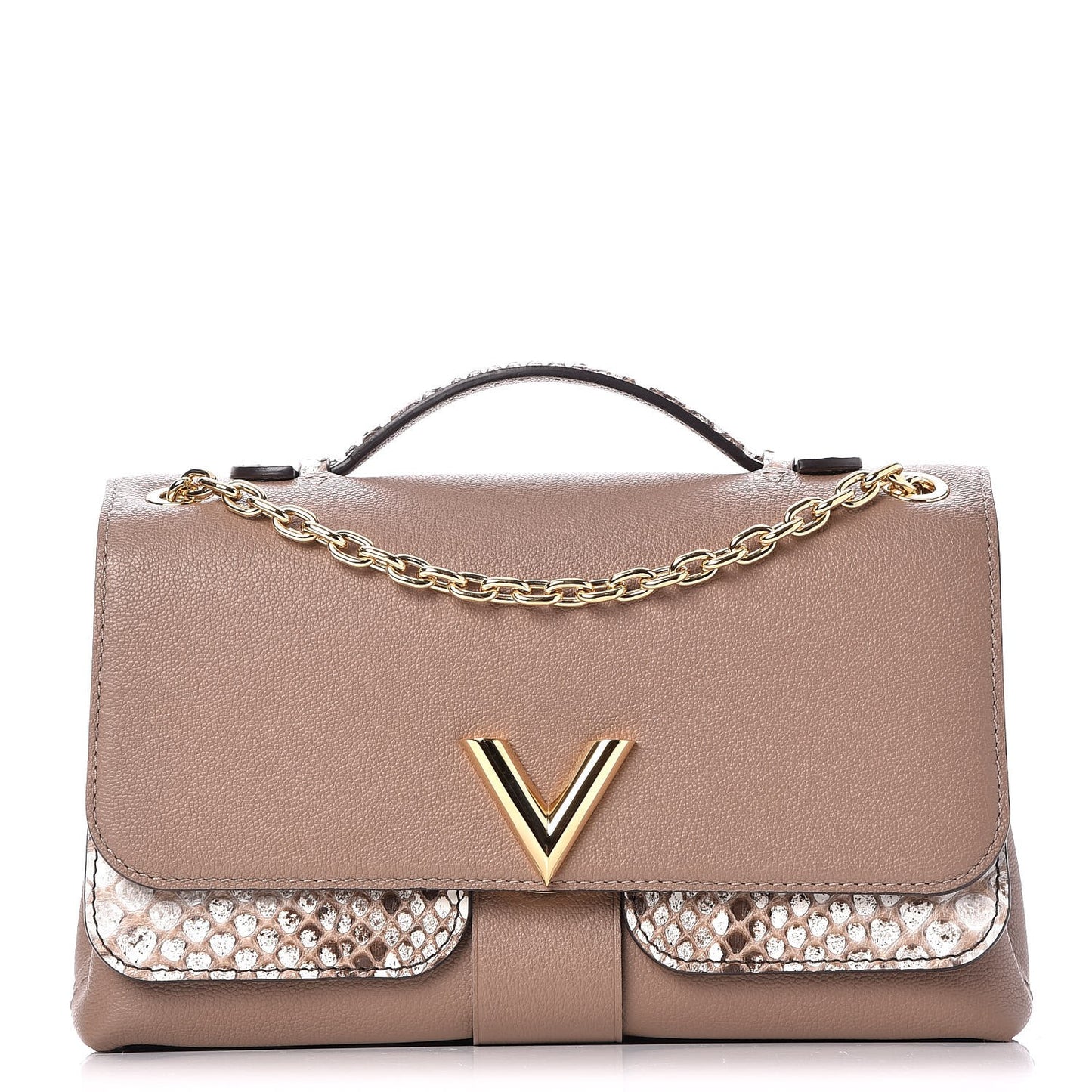 Cuir Ecume Python Very Chain Bag Taupe