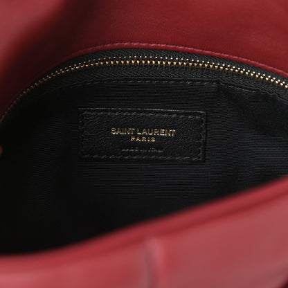 Saint Laurent Lambskin Quilted Small Loulou Puffer Monogram Chain Satchel Red 6 of 9