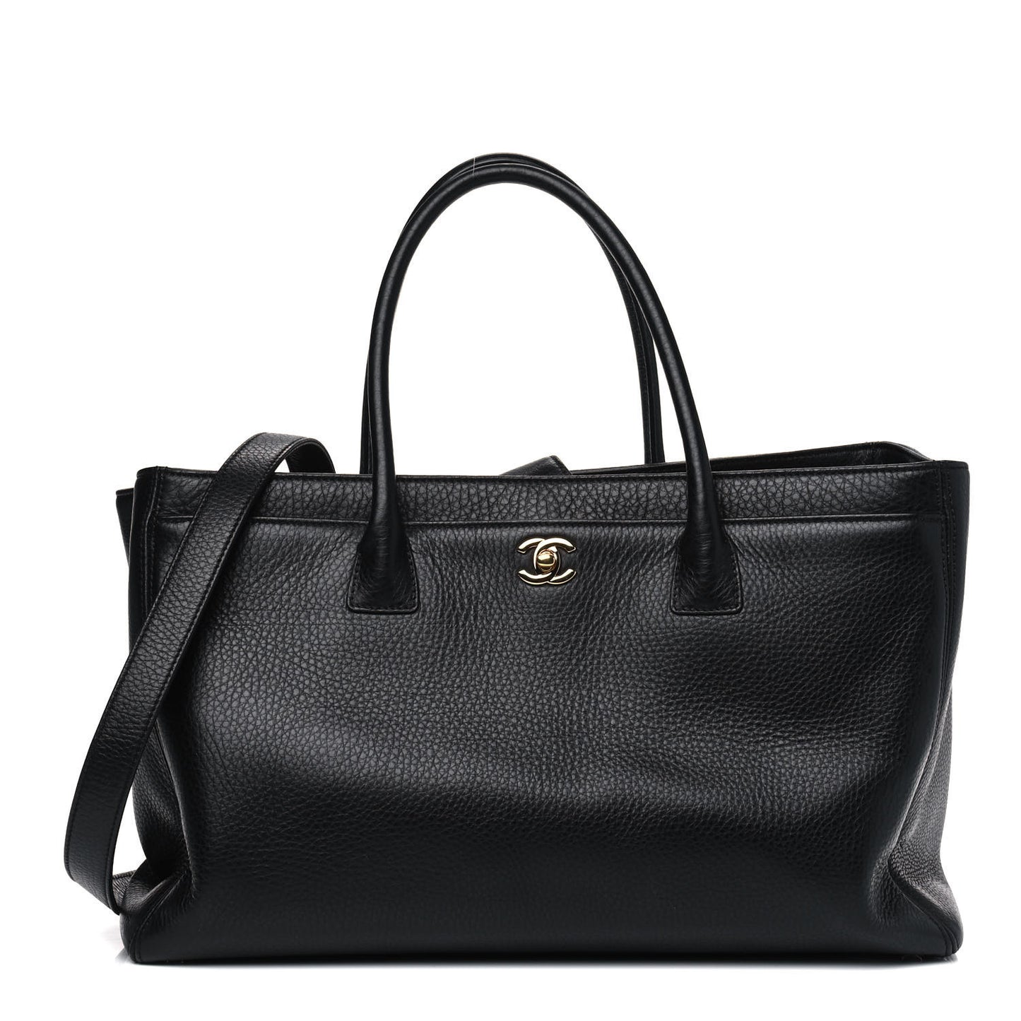 Calfskin Cerf Executive Shopper Tote Black