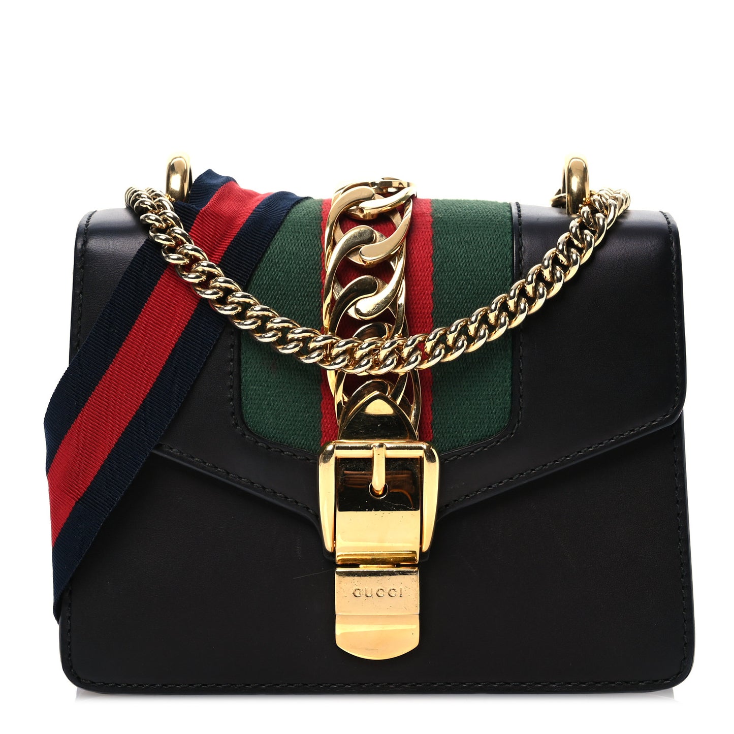 Calfskin Mini Sylvie Chain Shoulder Bag Black