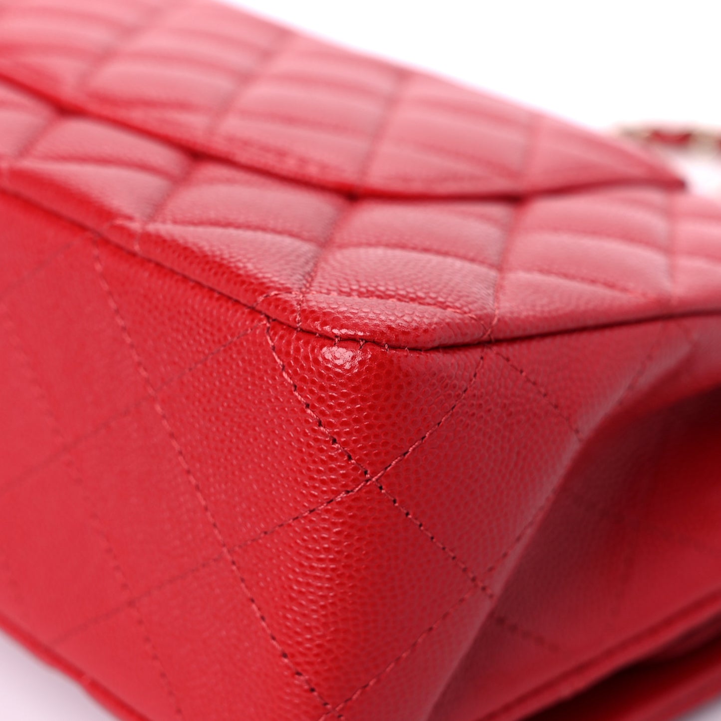 Caviar Quilted Medium Double Flap Red