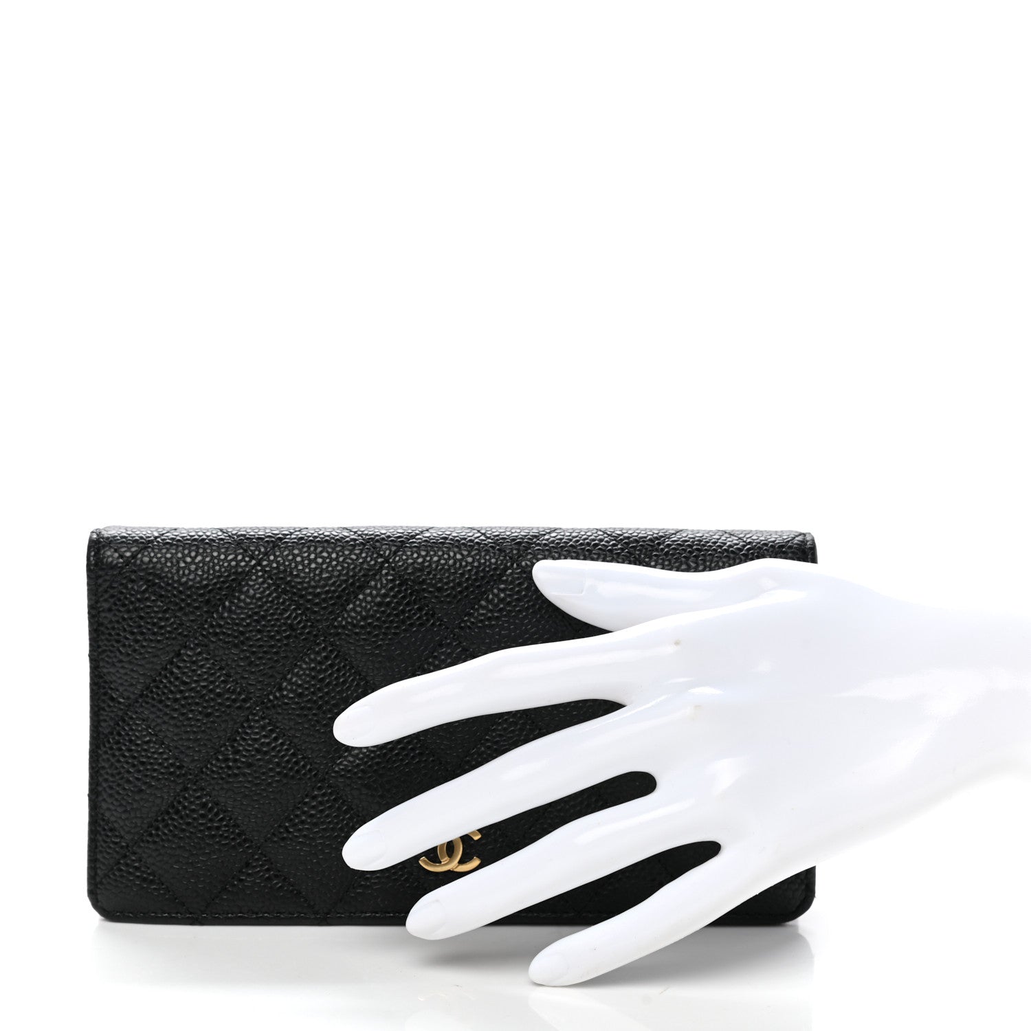 Chanel Caviar Quilted Yen Wallet Black 2 of 9