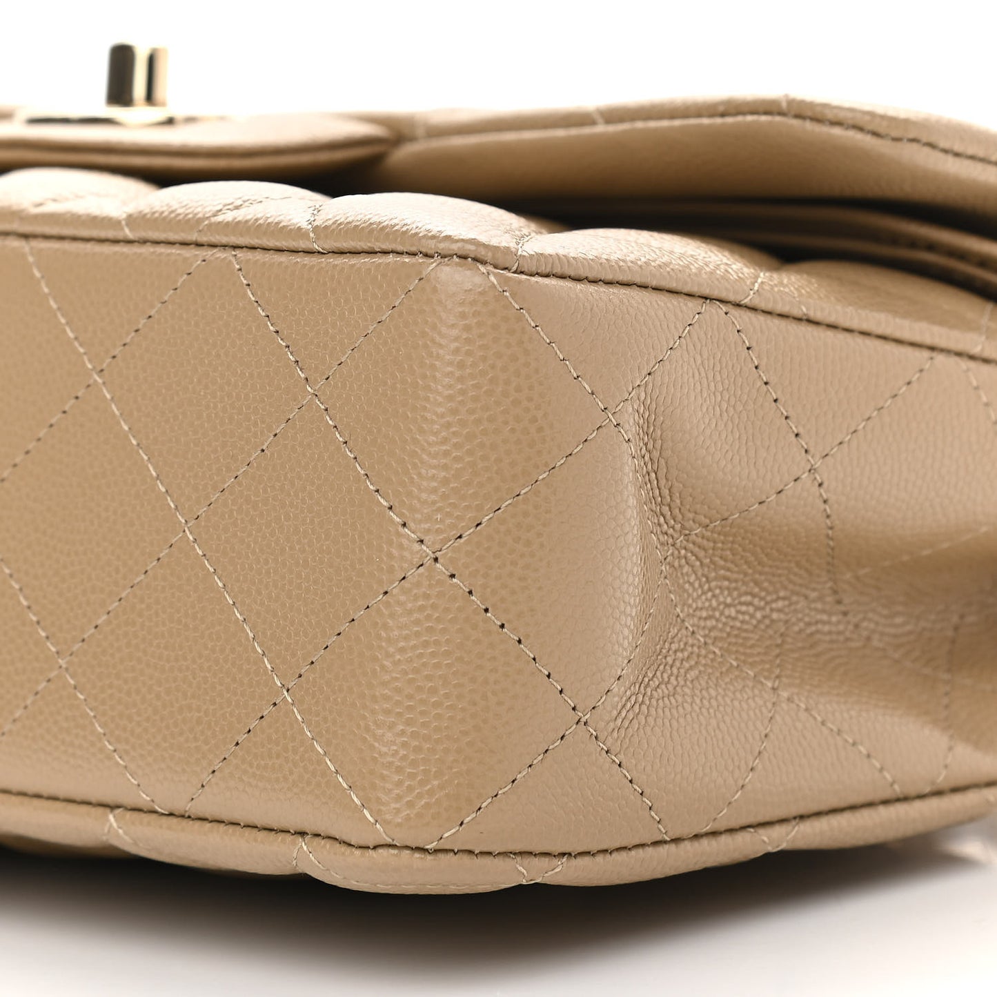 Caviar Quilted Small Double Flap Dark Beige