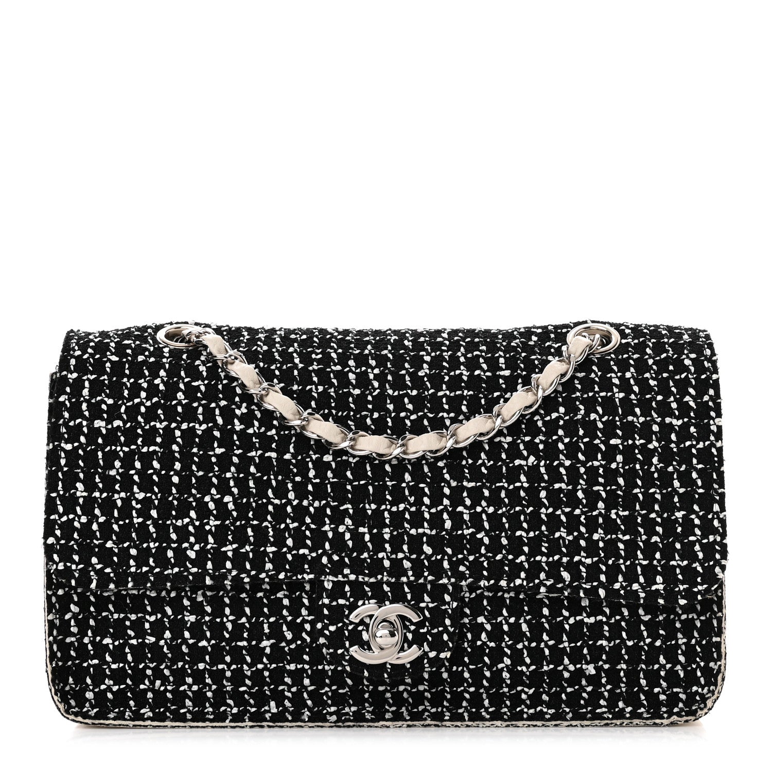 Chanel Tweed Medium Single Flap Black White 1 of 7
