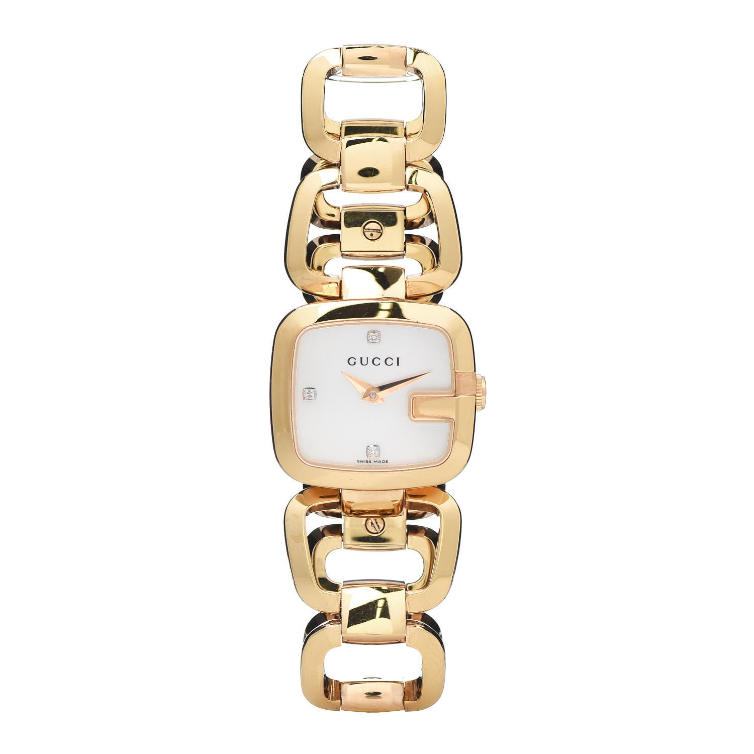Gucci Stainless Steel Diamond Mother of Pearl 24mm G-Gucci Square Quartz Watch 1 of 5