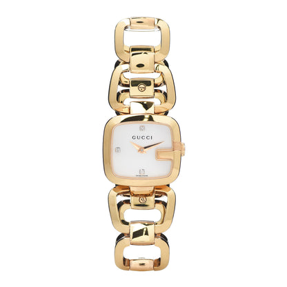 Gucci Stainless Steel Diamond Mother of Pearl 24mm G-Gucci Square Quartz Watch 1 of 5