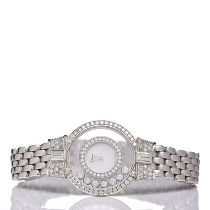 Chopard 18K White Gold Diamond Pave Bezel 24mm Happy Diamonds Icons Bow Tie Quartz Watch 3 of 6