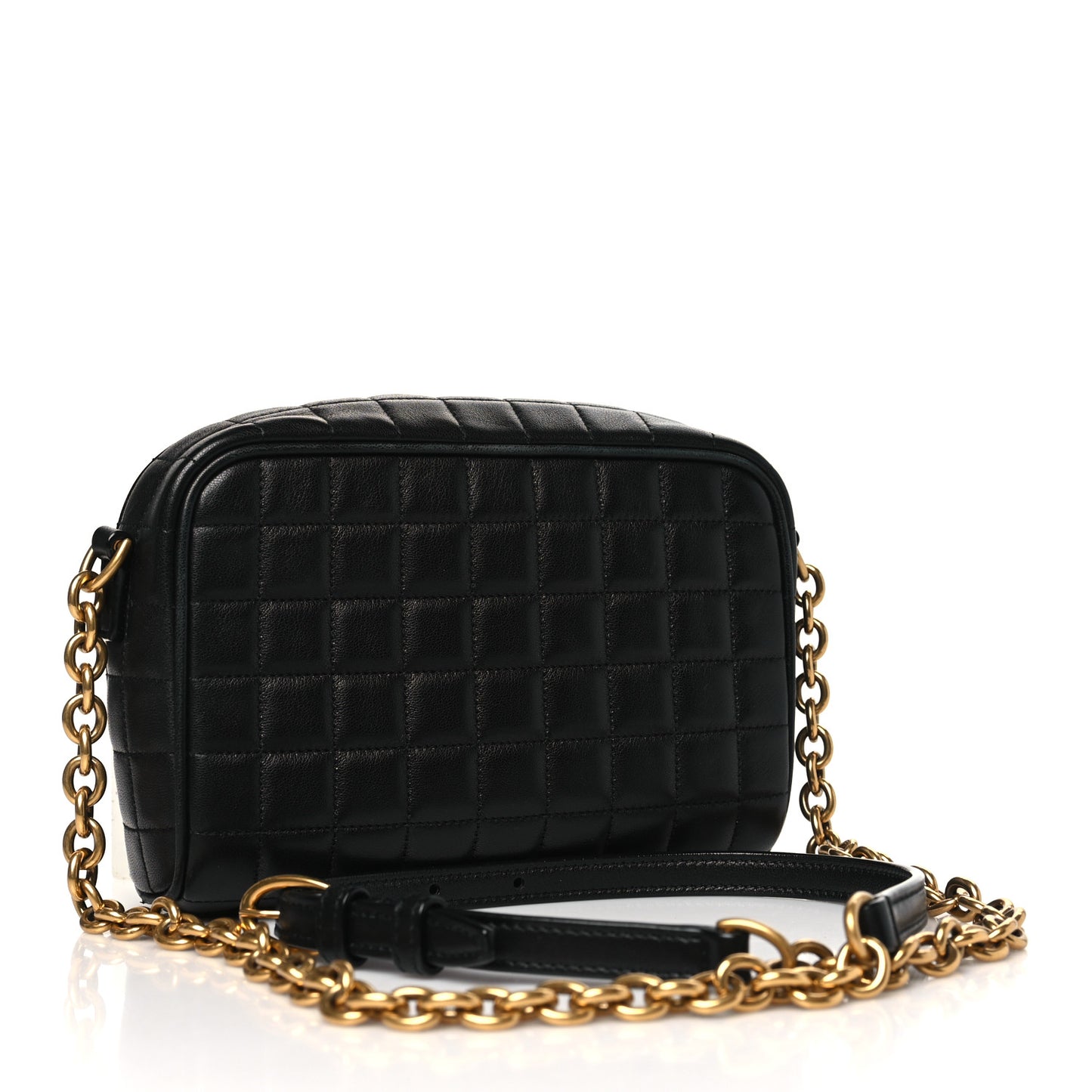 Lambskin Carre Quilted Cassandre Mini Camera Bag Black
