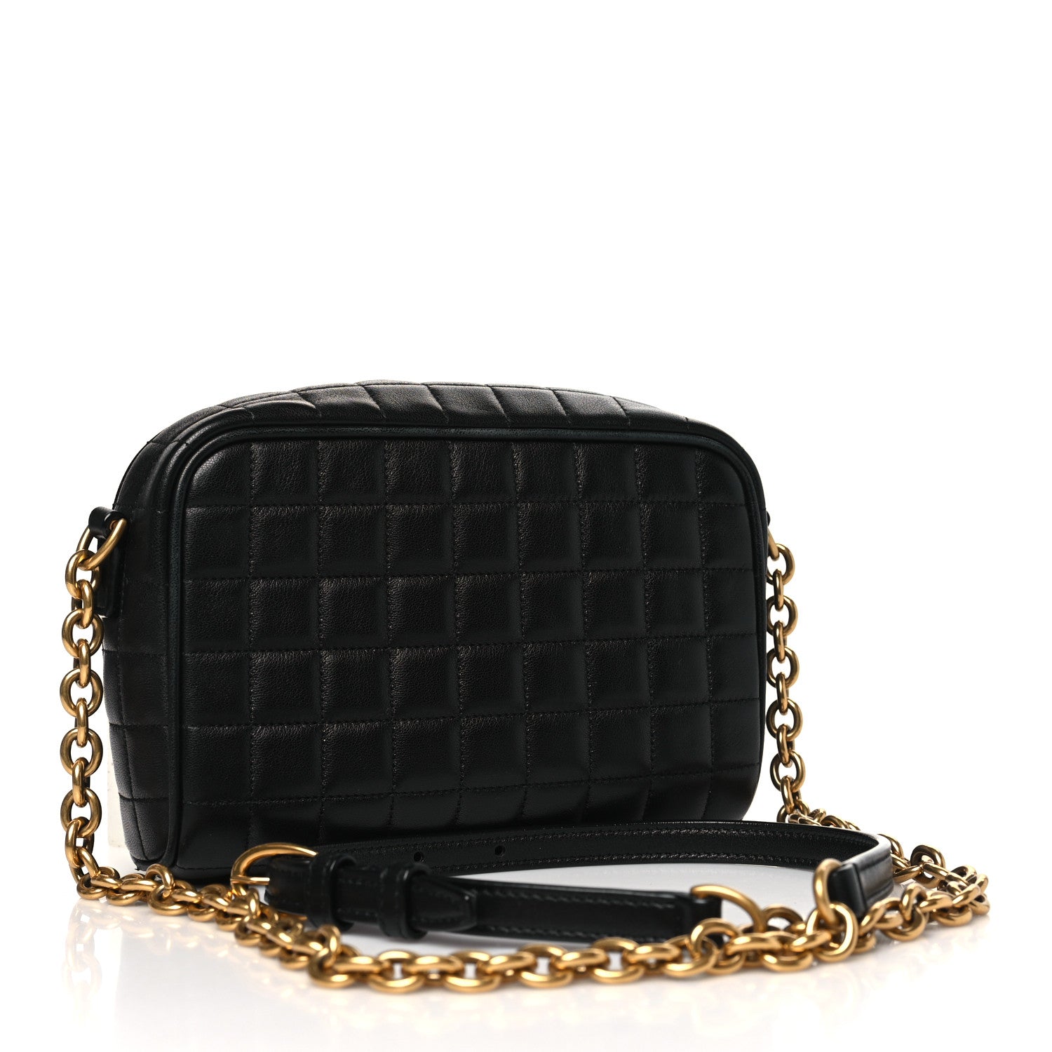 Saint Laurent Lambskin Carre Quilted Cassandre Mini Camera Bag Black 2 of 11