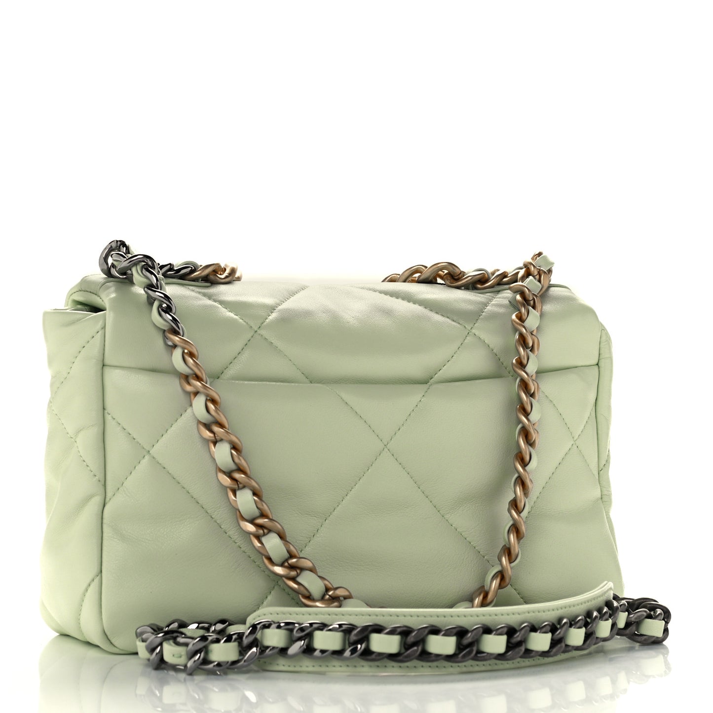 Lambskin Quilted Medium Chanel 19 Flap Light Green