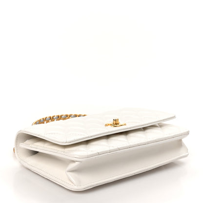 Chanel Shiny Calfskin Quilted Multicolor Top Handle Wallet On Chain WOC White 4 of 11