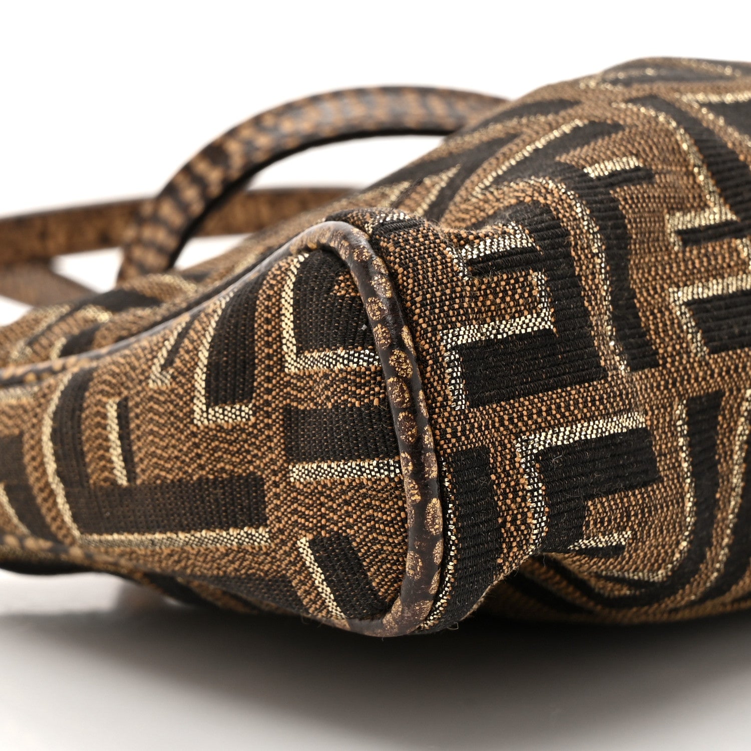 Fendi Zucca Vitello Elite Mini Pouch Crossbody Tobacco Gold 10 of 12