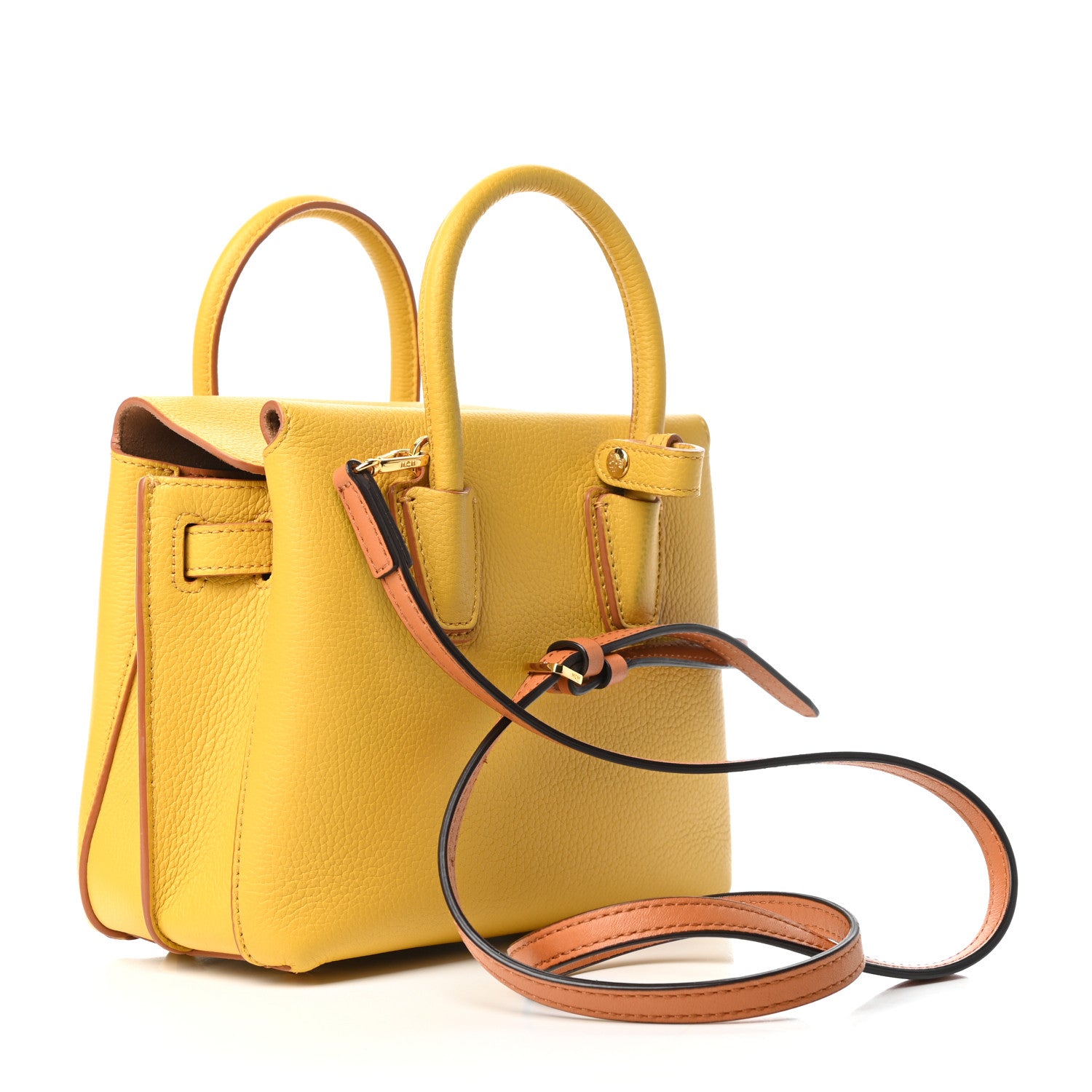 MCM Grained Calfskin Mini Milla Tote Yellow 3 of 8