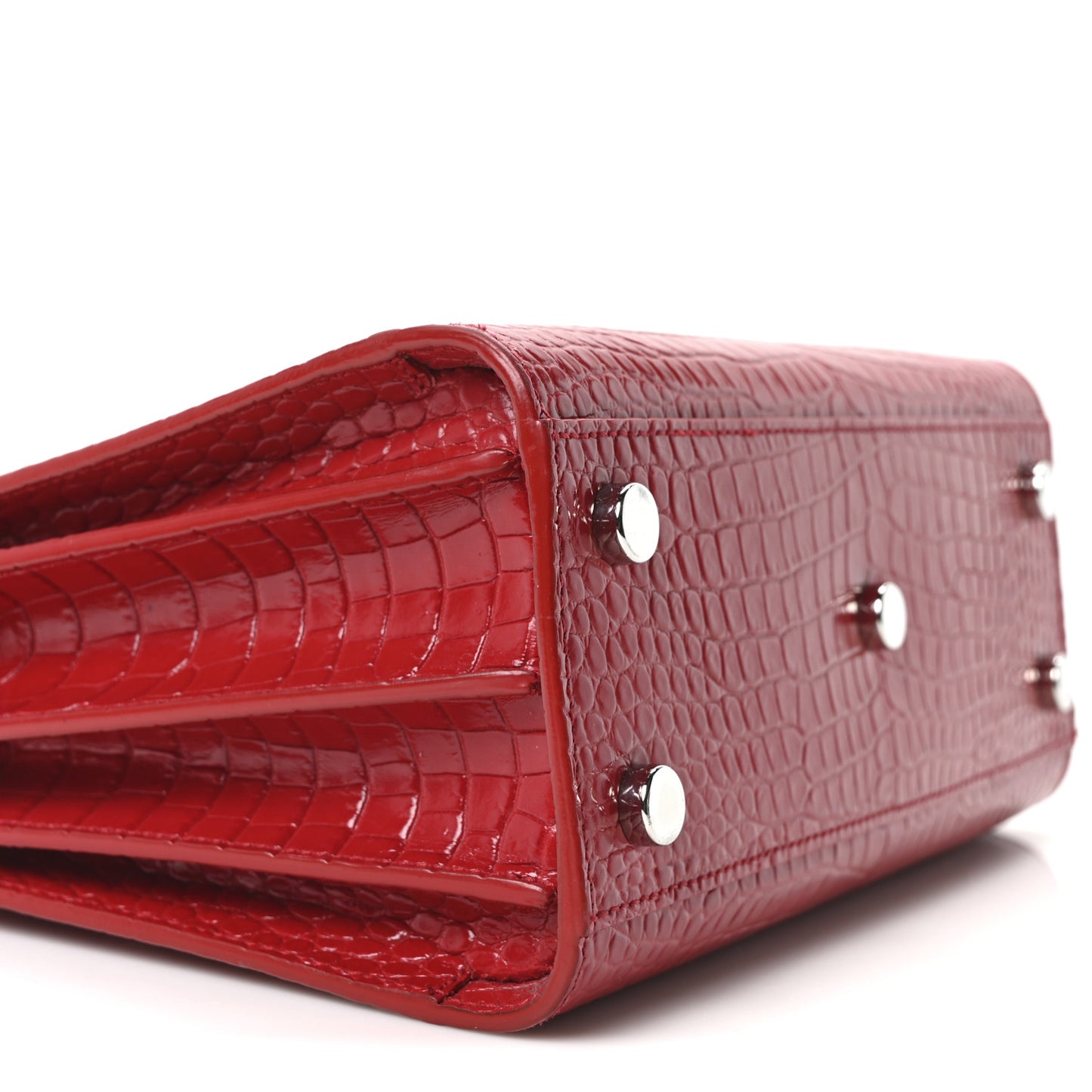 Calfskin Crocodile Embossed Nano Sac De Jour Red