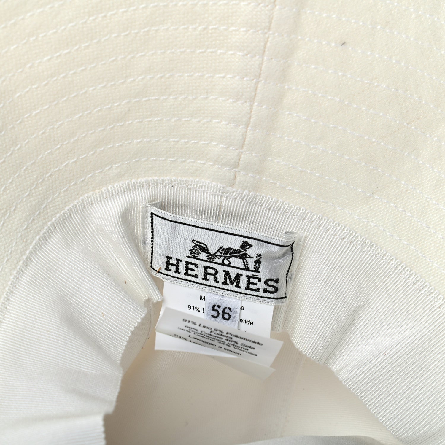 Hermes Linen Colette Hat 56 Warm White 5 of 5