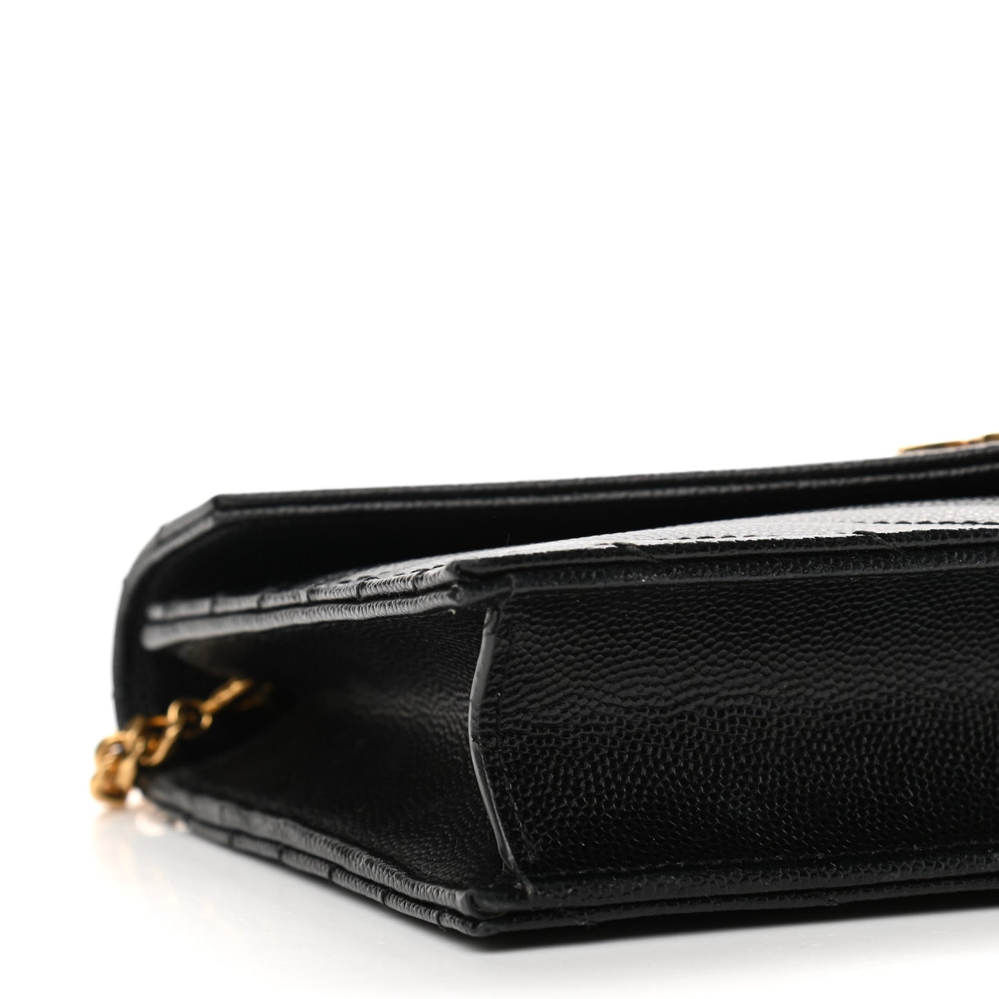 Grain De Poudre Matelasse Chevron Monogram Envelope Chain Wallet Black