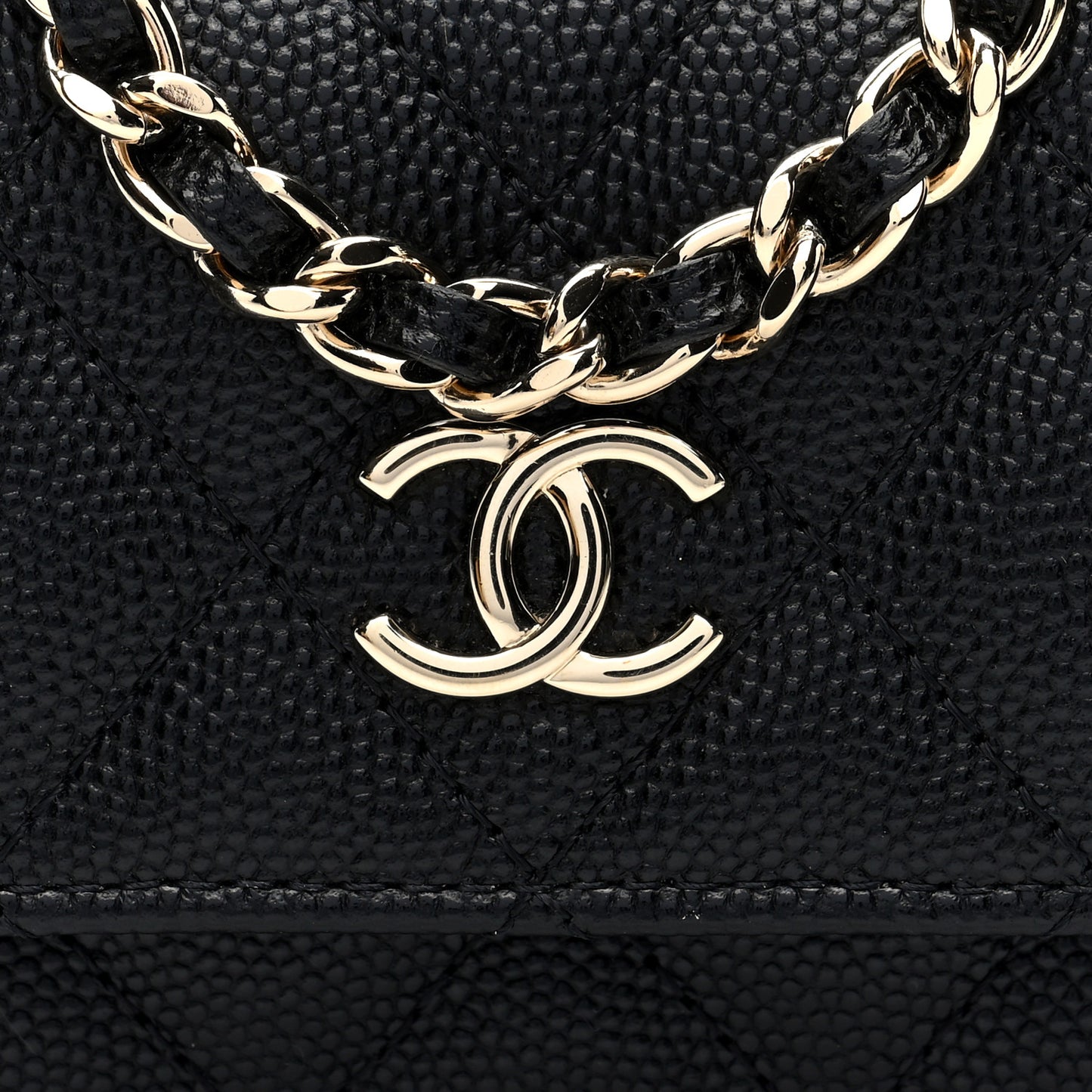 Caviar Quilted Belt Bag With Charms On Chain Black