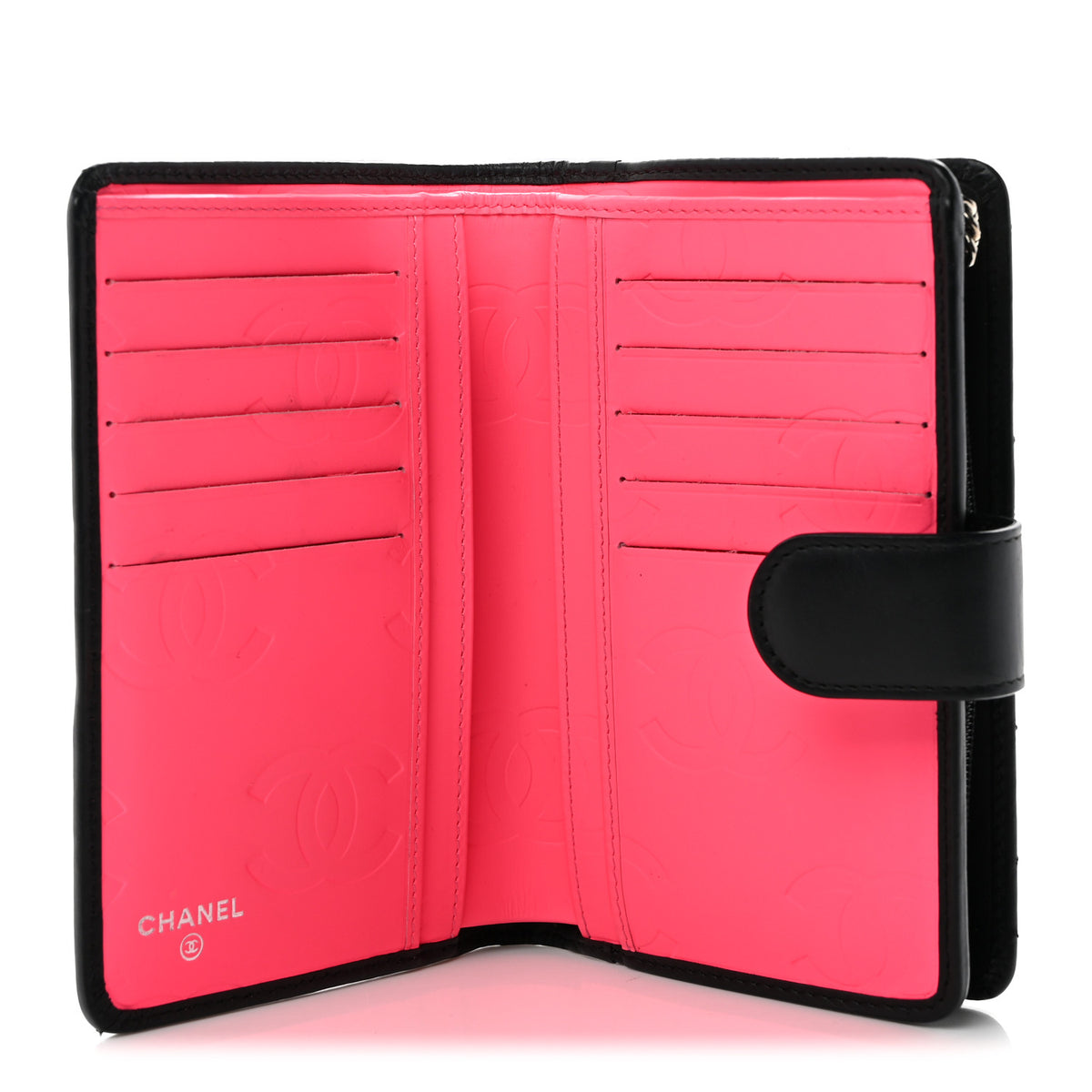 Calfskin Cambon Zipped Pocket Wallet Black