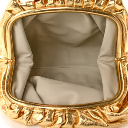Bottega Veneta Metallic Crinkled Lambskin The Pouch Oversized Clutch Oro 5 of 8