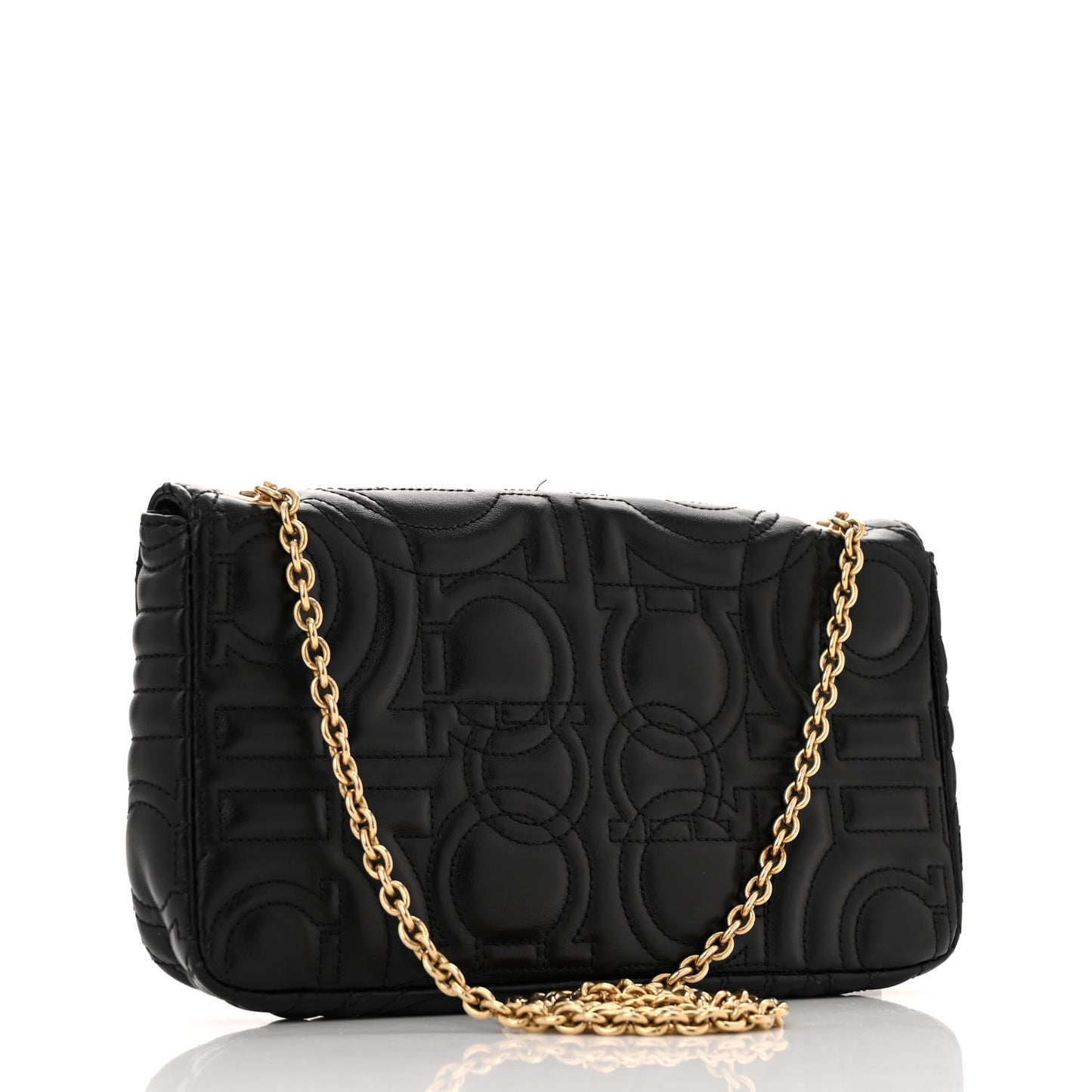 Calfskin Quilted Gancini Mini Bag Black