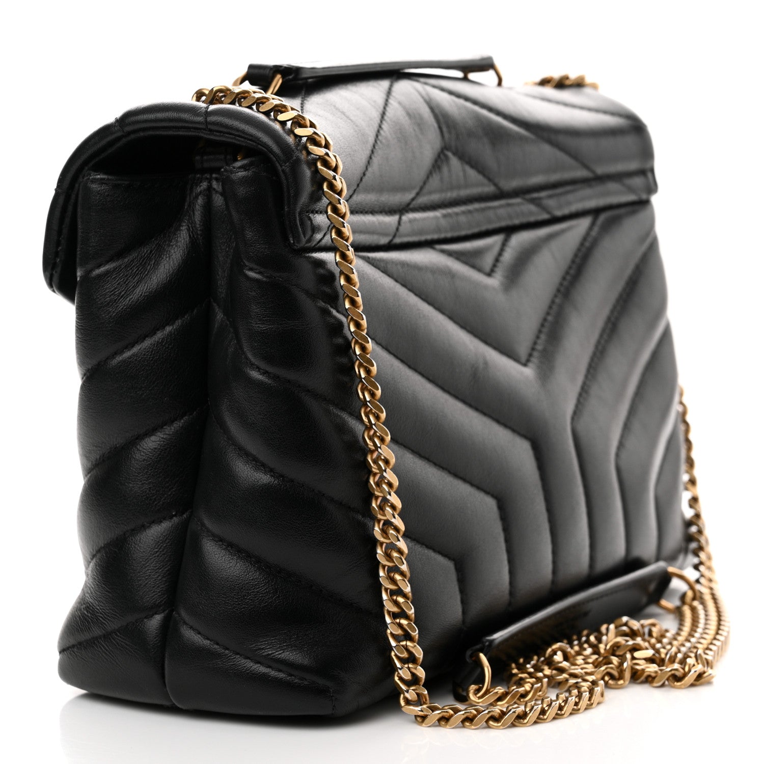 Saint Laurent Calfskin Y Quilted Monogram Small Loulou Chain Satchel Black 3 of 15
