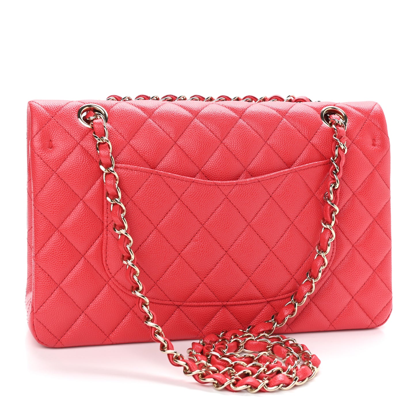 Caviar Quilted Medium Double Flap Red