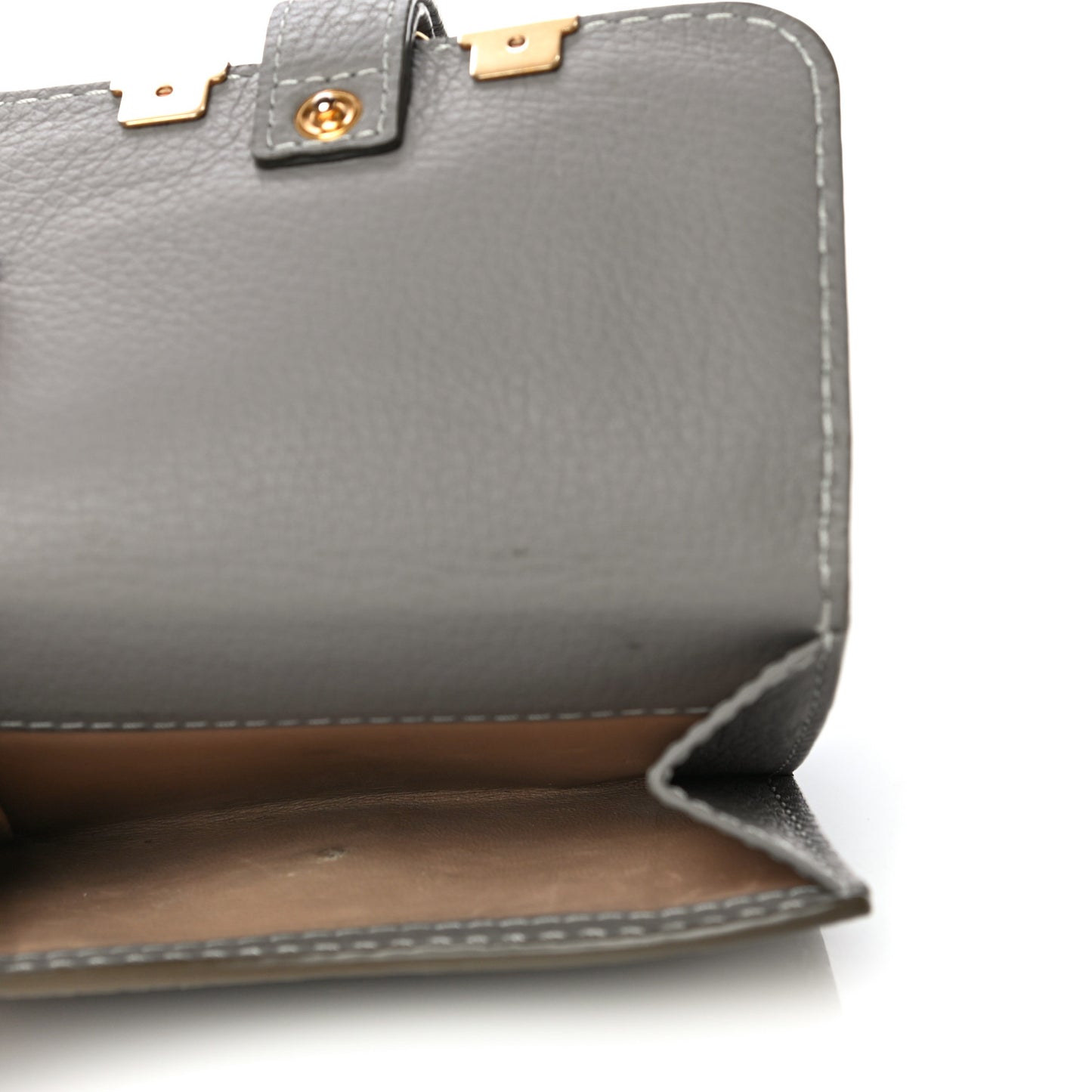 Grained Calfskin Marcie Square Wallet Cashmere Grey