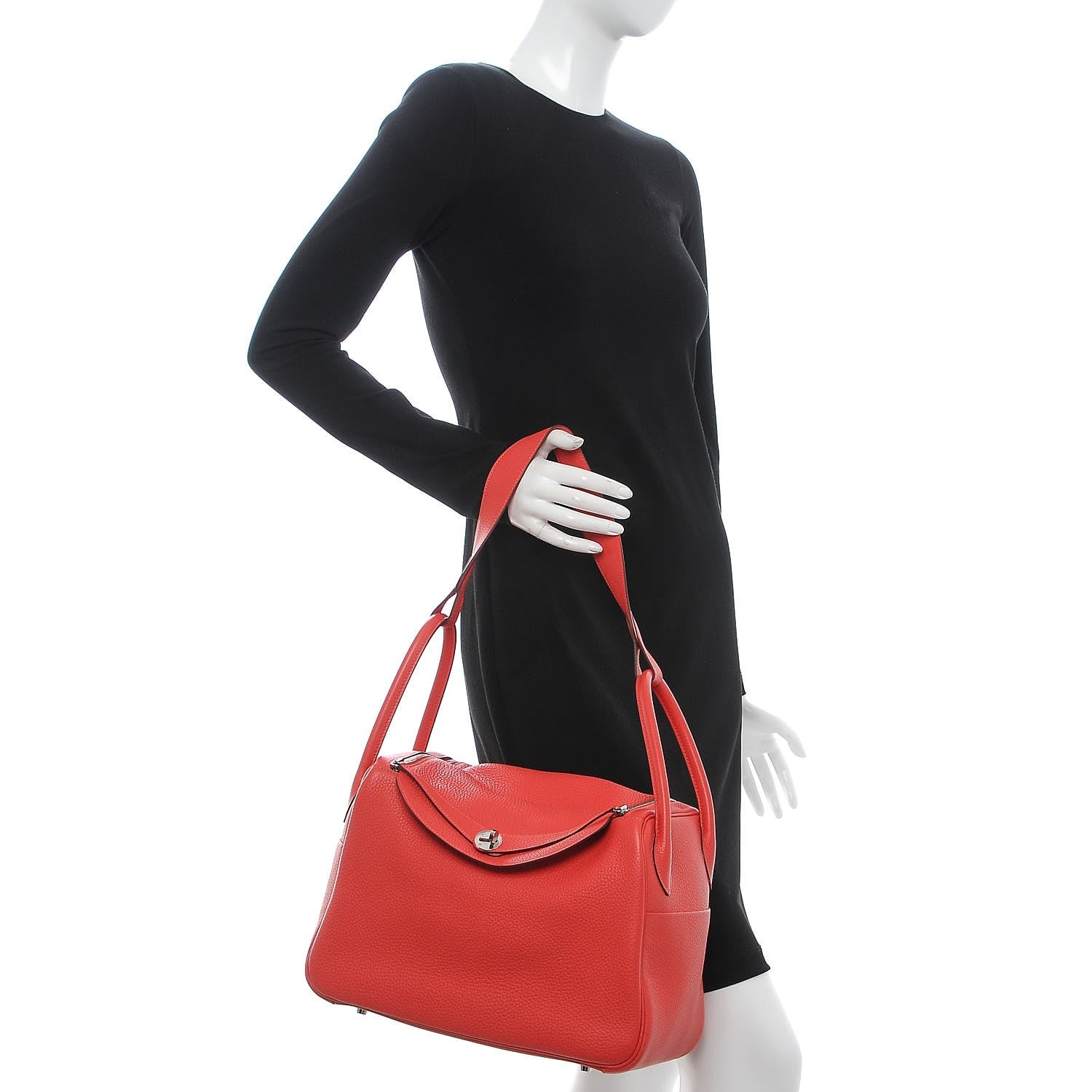 Hermes Taurillon Clemence Lindy 34 Rouge Pivoine 2 of 7