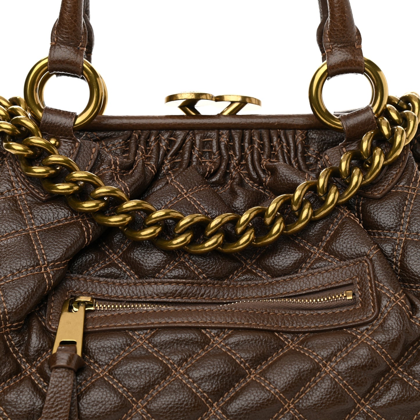 Calfskin Quilted Stam Brown