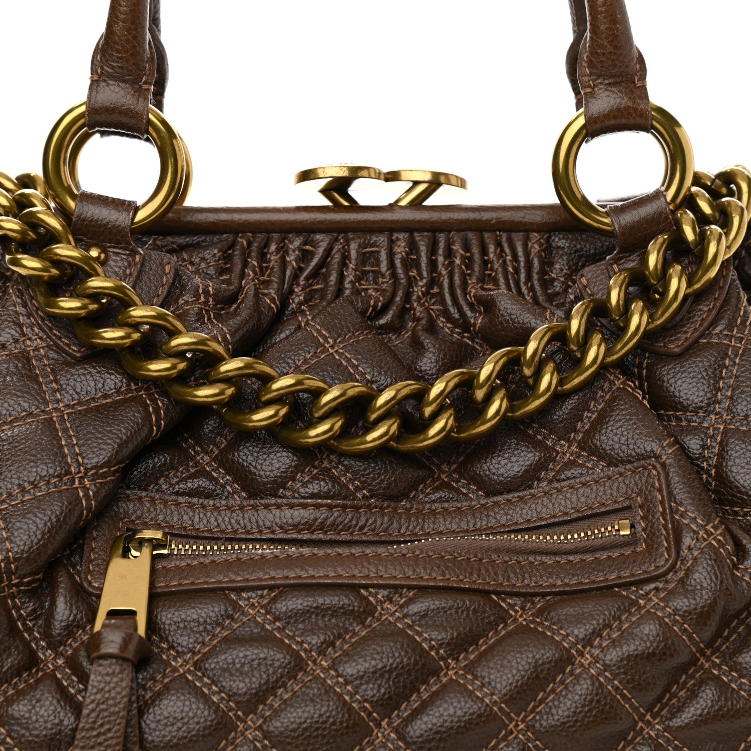 Marc Jacobs Calfskin Quilted Stam Brown 7 of 10