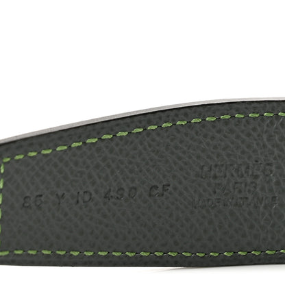 Hermes Epsom Reversible 32mm Belt Strap 85 34 Vert De Gris Vert Amande 5 of 7