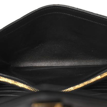 Saint Laurent Grain De Poudre Mixed Matelasse Triquilt Monogram Chain Wallet Black 6 of 12