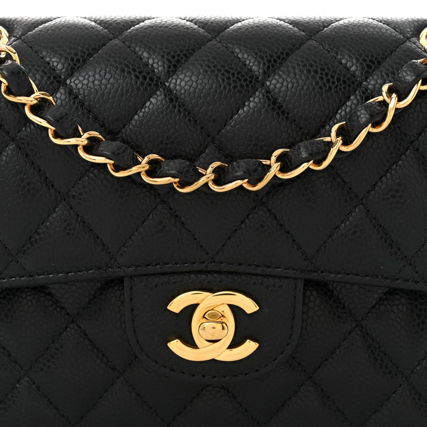 Caviar Quilted Small Double Flap Black