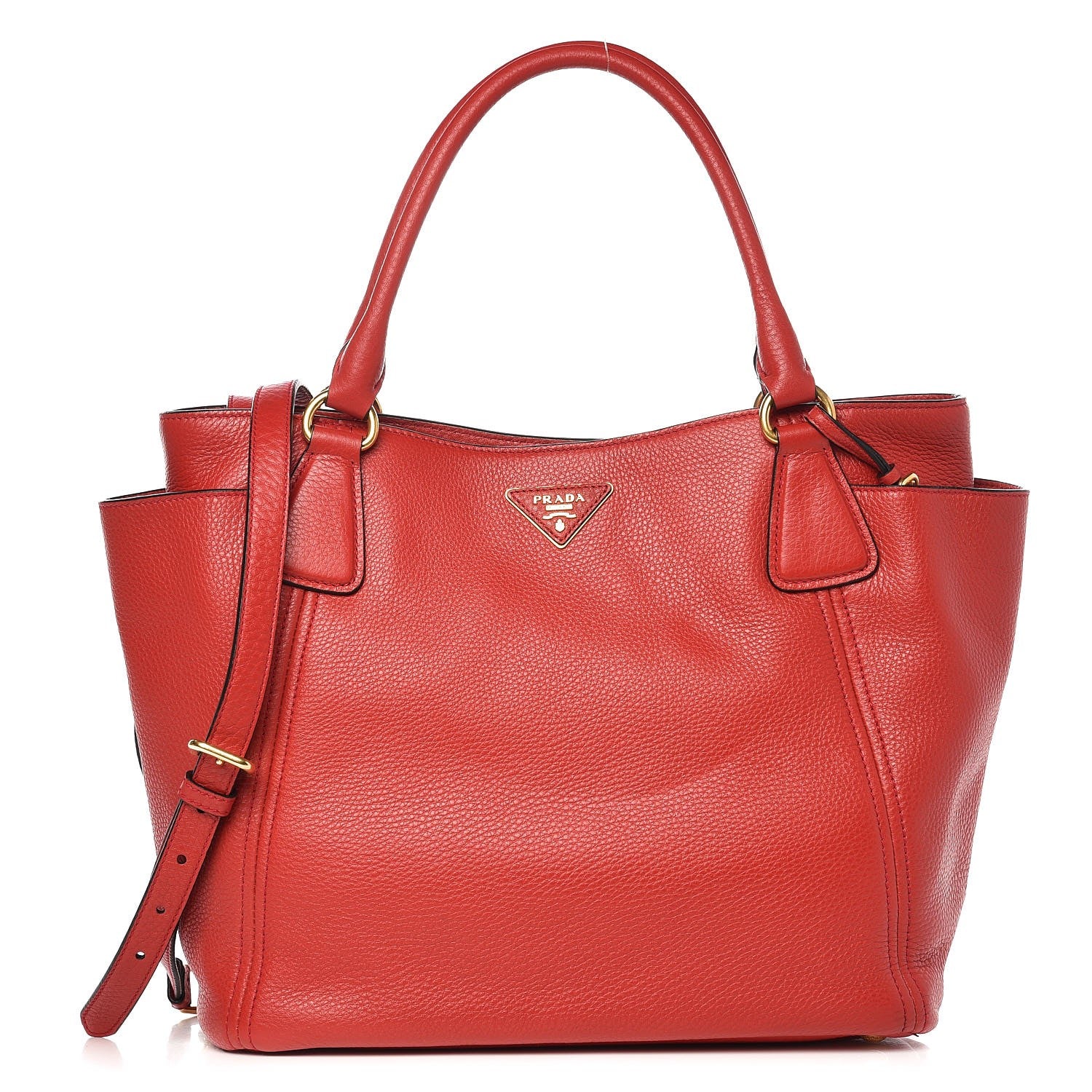 Prada Vitello Daino Side Pocket Tote Rosso 1 of 9