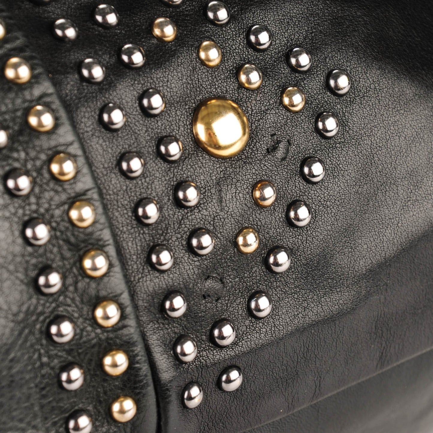 Calfskin Studded Sac Y Rock Black