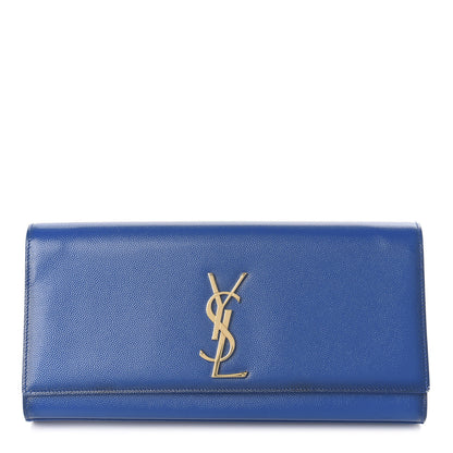 Saint Laurent Grain De Poudre Classic Monogram Cassandre Clutch Royal Blue 1 of 6