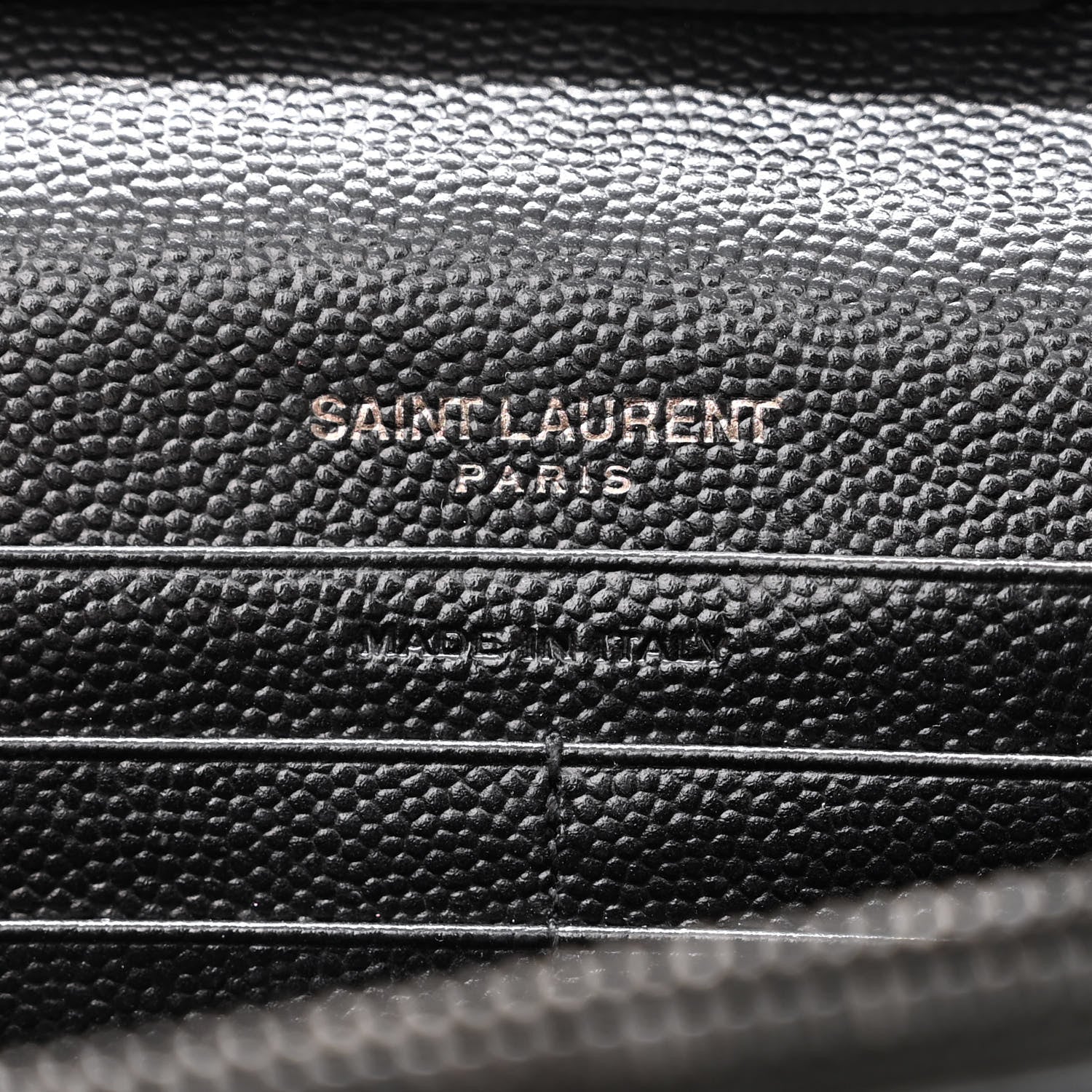 Saint Laurent Grain De Poudre Matelasse Chevron Monogram Monochrome Chain Wallet Black 6 of 13
