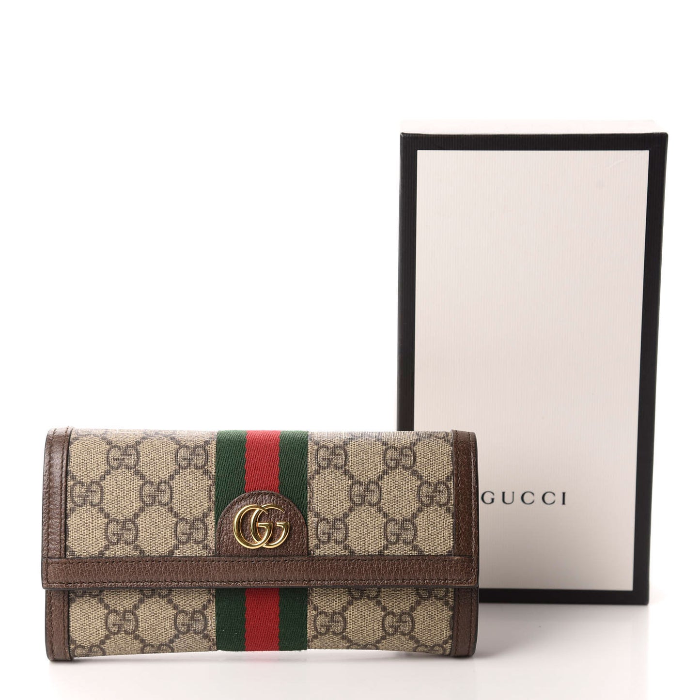 GG Supreme Monogram Web Ophidia Continental Wallet Brown