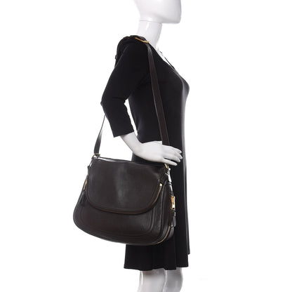 Tom Ford Pebbled Calfskin Large Jennifer Dark Brown 2 of 15
