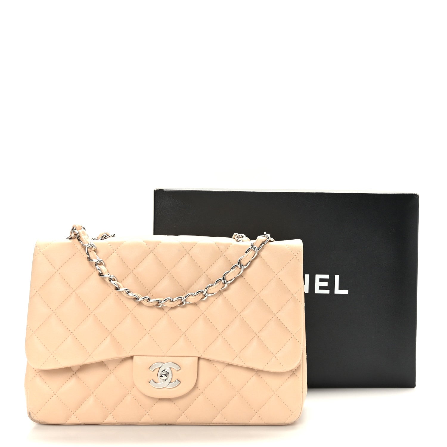 Chanel Lambskin Quilted Jumbo Single Flap Beige Clair 13 of 13