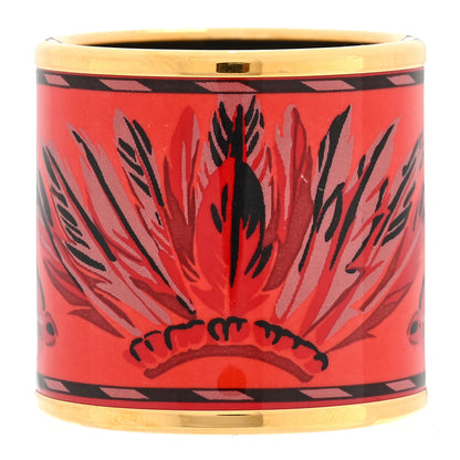 Hermes Enamel Gold Plated Brazil Scarf Ring 1 of 4
