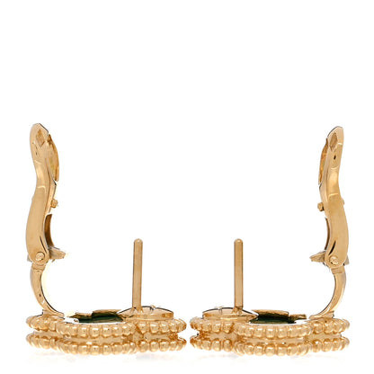 Van Cleef & Arpels 18K Yellow Gold Malachite Vintage Alhambra Earrings 3 of 5
