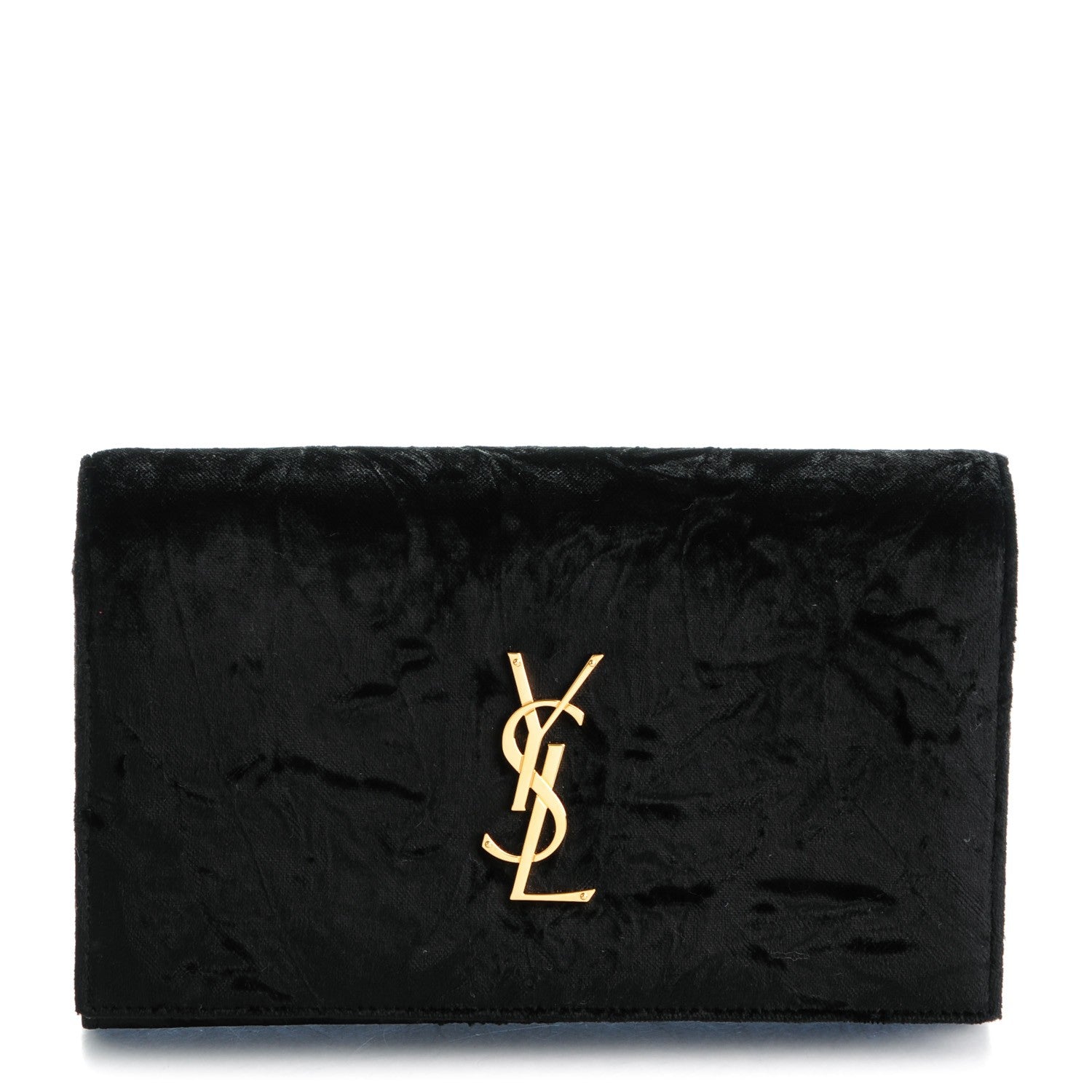 Saint Laurent Velvet Monogram Chain Wallet Black 1 of 8